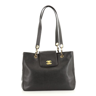 Chanel Vintage CC Lock Flap Tote Caviar Medium