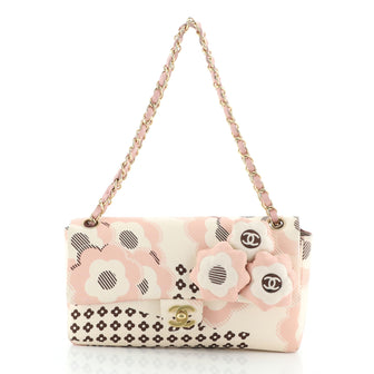 Chanel Camellia Flap Bag Printed Satin Medium