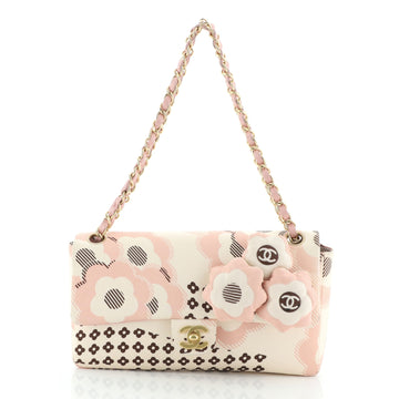 Chanel Camellia Flap Bag Printed Satin Medium