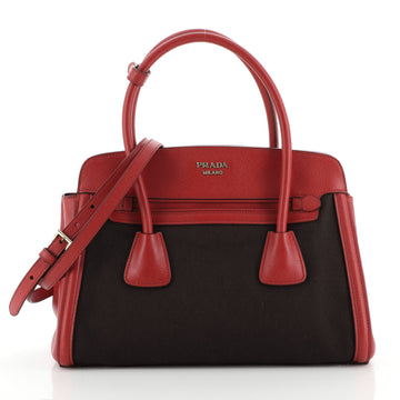 Prada Cuir Frame Convertible Tote Canvas and Saffiano Leather Large