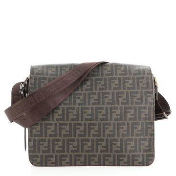 Fendi Flap Messenger Bag Zucca Coated Canvas Large