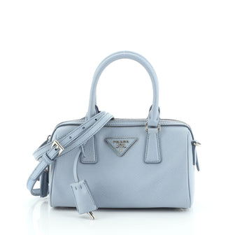 Prada Lux Convertible Boston Bag Saffiano Leather Mini Blue 5734070