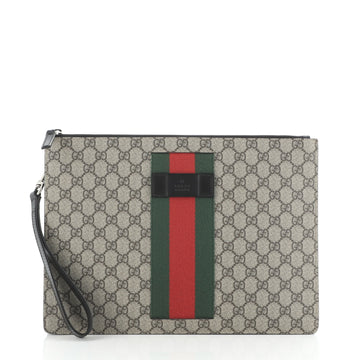 Gucci Web Wristlet Clutch GG Coated Canvas