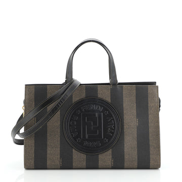 Fendi Pequin Convertible Logo Tote Coated Canvas and Leather Medium