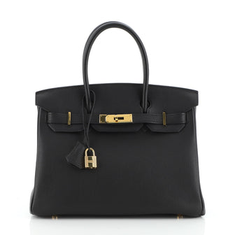 Hermes Birkin Handbag Black Togo with Gold Hardware 30
