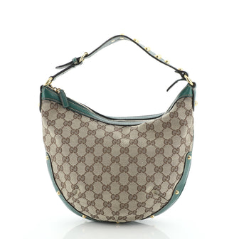 Gucci Bamboo Ring Half Moon Hobo GG Canvas Medium