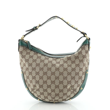 Gucci Bamboo Ring Half Moon Hobo GG Canvas Medium