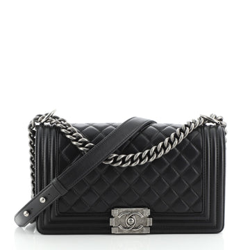 Chanel Boy Flap Bag Quilted Calfskin Old Medium