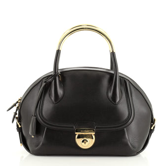 Salvatore Ferragamo Fiamma Satchel Leather with Metal Detail Medium