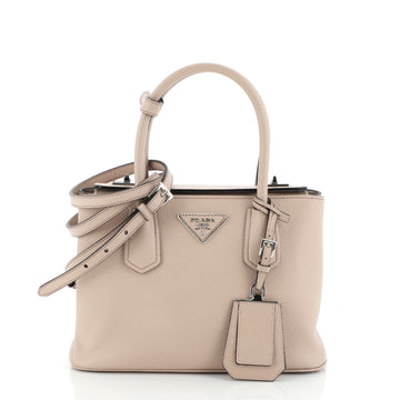 Prada Turnlock Cuir Twin Tote Saffiano Leather Mini