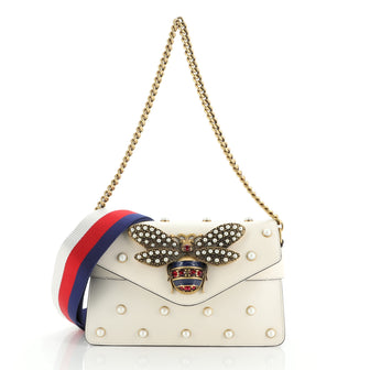 Gucci Broadway Pearly Bee Shoulder Bag Embellished Leather Mini