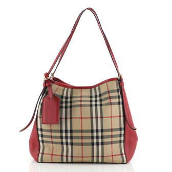 Burberry Canterbury Tote Horseferry Check Canvas and Leather Small