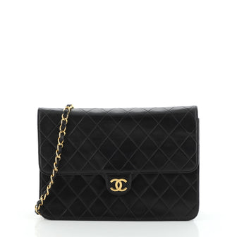 Chanel Vintage Clutch with Chain Quilted Leather Medium