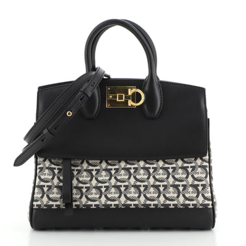 Salvatore Ferragamo Studio Satchel Gancini Jacquard and Leather Small