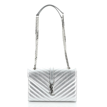 Saint Laurent Classic Monogram Envelope Satchel Matelasse Chevron Leather Medium