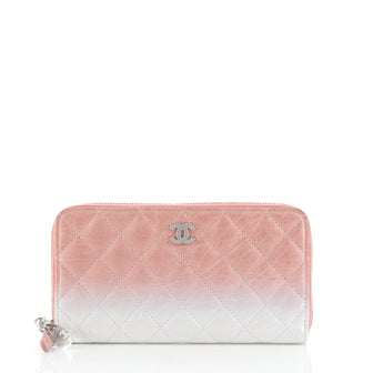 Chanel Degrade Zip Around Wallet Quilted Lambskin Long