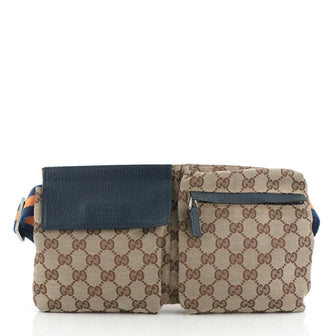 Gucci Vintage Double Belt Bag GG Canvas