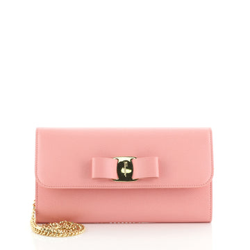 Salvatore Ferragamo Miss Vara Chain Wallet Saffiano Leather