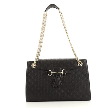 Gucci Emily Chain Flap Shoulder Bag Guccissima Leather Large