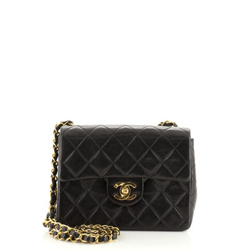 Chanel Vintage Square Classic Single Flap Bag Quilted Lambskin Mini