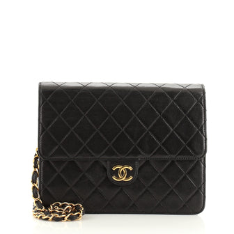 Chanel Vintage Clutch with Chain Quilted Leather Small