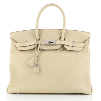 Hermes Birkin Handbag Light Swift with Palladium Hardware 35