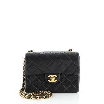 Chanel Vintage Square Classic Single Flap Bag Quilted Lambskin Mini