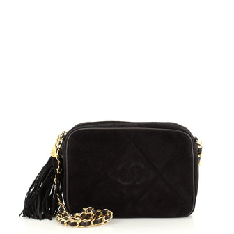 Chanel Vintage Diamond CC Camera Bag Quilted Suede Medium
