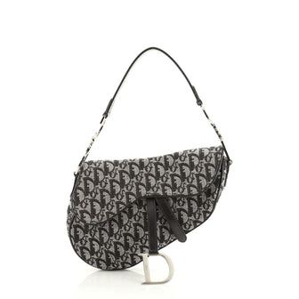 Christian Dior Vintage Saddle Bag Diorissimo Canvas Medium