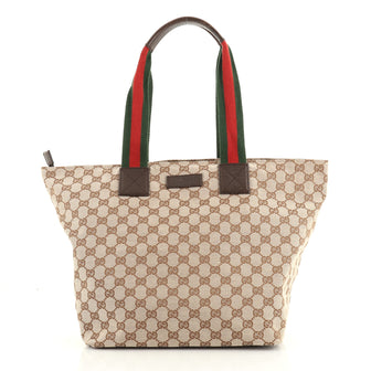 Gucci Web Zip Tote GG Canvas Large