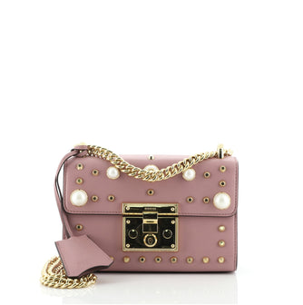 Gucci Pearly Padlock Shoulder Bag Studded Leather Small