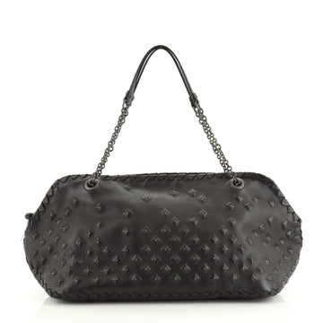 Bottega Veneta Chain Shoulder Bag Studded Leather with Intrecciato Detail Large