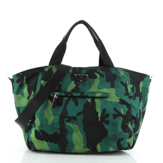 Prada Convertible Camouflage Pocket Tote Tessuto Large