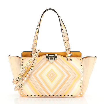 Valentino Rockstud 1975 Tote Striped Leather Small