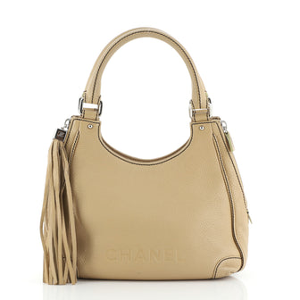 Chanel Lax Shoulder Bag Pebbled Leather Small