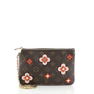 Louis Vuitton Double Zip Pochette Limited Edition Blooming Flowers Monogram Canvas
