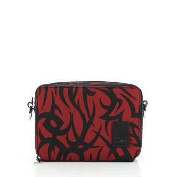 Christian Dior Double Zip Crossbody Bag Tribal Print Nylon