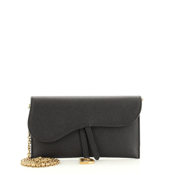 Christian Dior Saddle Chain Wallet Leather