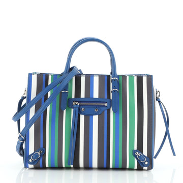 Balenciaga Papier A4 Zip Around Classic Studs Bag Striped Leather Mini