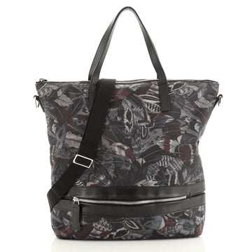 Salvatore Ferragamo Front Pocket Convertible Tote Printed Nylon Medium