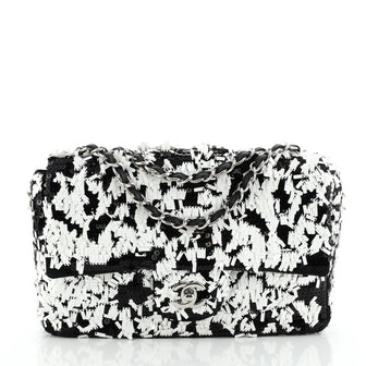 Chanel Black, Pattern Print Medium Sequin Single Flap Bag