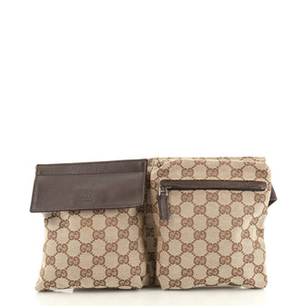 Gucci Vintage Double Belt Bag GG Canvas