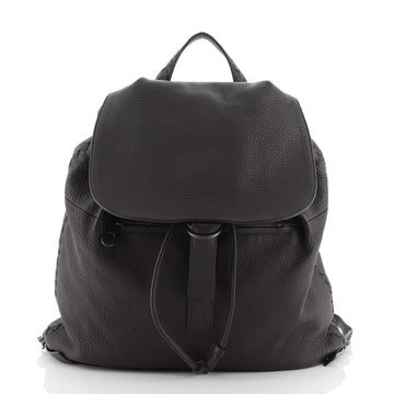 Bottega Veneta Drawstring Flap Backpack Leather Large