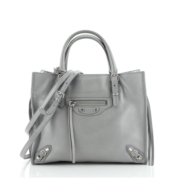 Balenciaga Papier A4 Zip Around Classic Studs Bag Leather Mini Gray 1957021