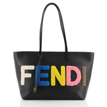 Fendi Logo Roll Tote Shearling and Leather Small