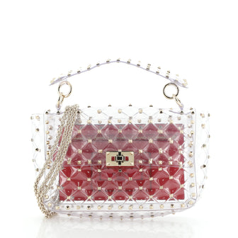 Valentino Rockstud Spike Flap Bag Quilted PVC Medium