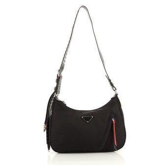 Prada New Vela Hobo Tessuto with Studded Leather Medium