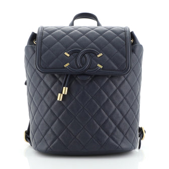 Chanel Filigree Backpack Quilted Caviar Large