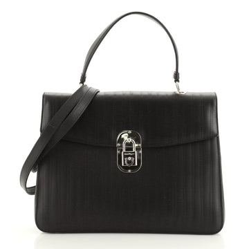 Salvatore Ferragamo Gancini Lock Top Handle Bag Textured Leather Medium