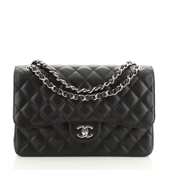 Chanel Classic Double Flap Bag Quilted Caviar Jumbo